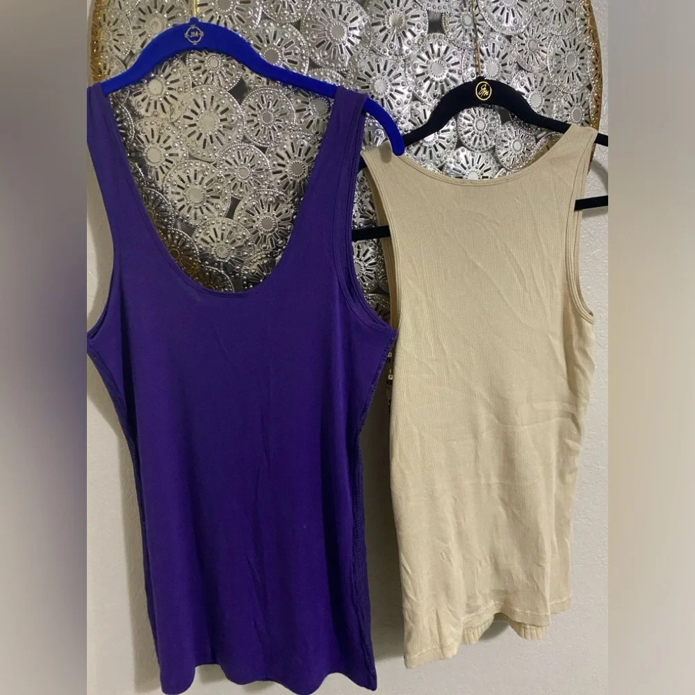 2 Express sequin front tank tops, size large. 1 purple and 1 gold. Sold as set. - Picture 2 of 10